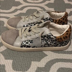 Madden Girl Leopard and Gray Star Sneakers